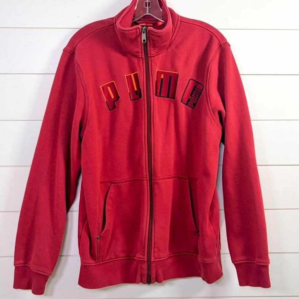 Puma Men’s Mock Neck Front Full-Zip Athletic Track Jacket Red Size Large